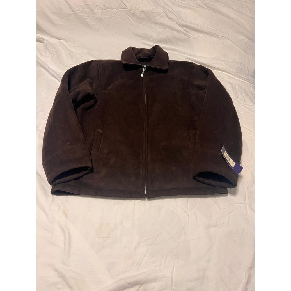 Apt 9 Mens Dark Brown Faux Suede Faux Fur Lined Full Zip Jacket Size M NEW $160